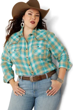 Sale Roping Plaid Shirt Women Tops & T-shirts