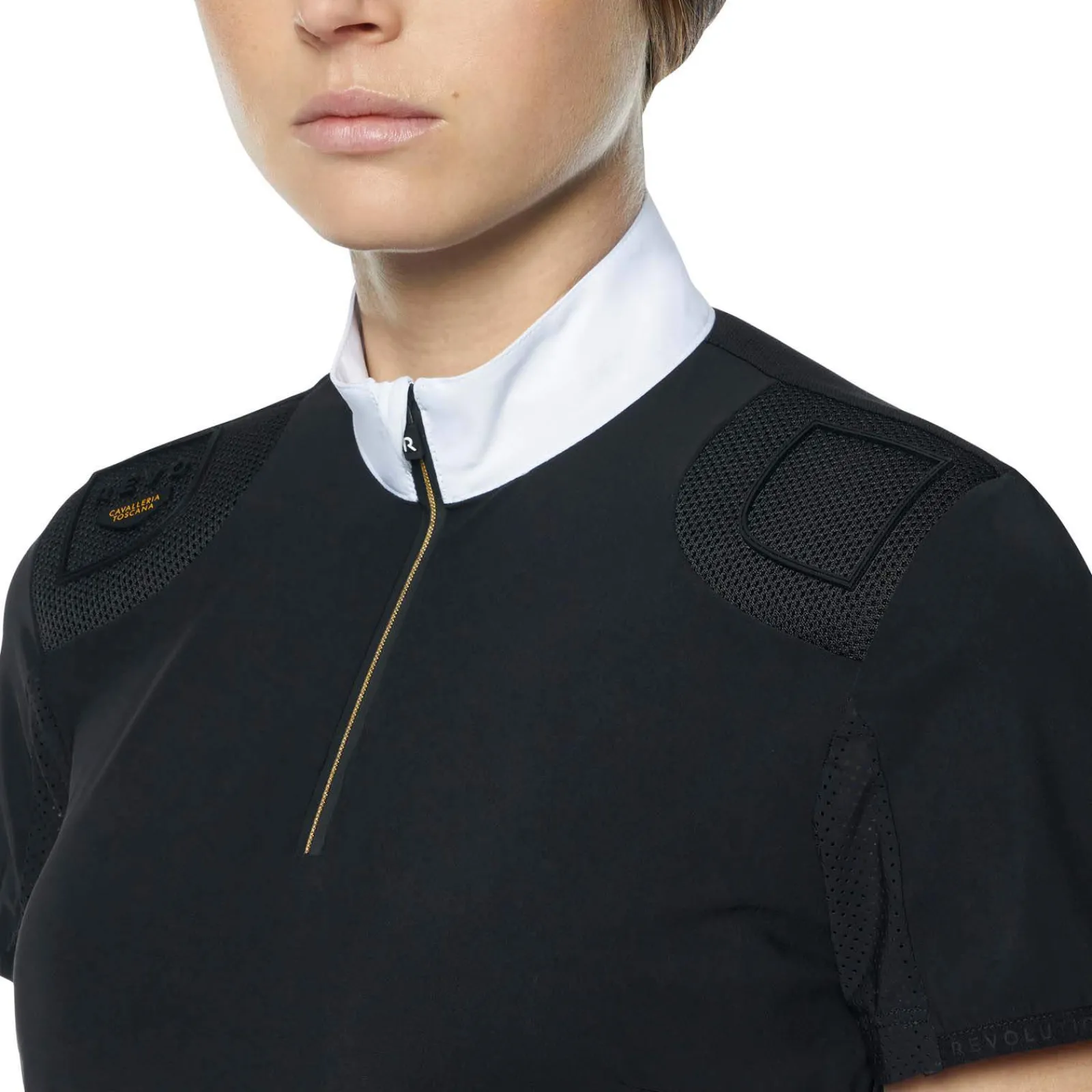 Clearance Cavalleria Toscana R-Evo Epaulet Shortsleeve Zip Polo Women Show Clothing|Tops & T-shirts