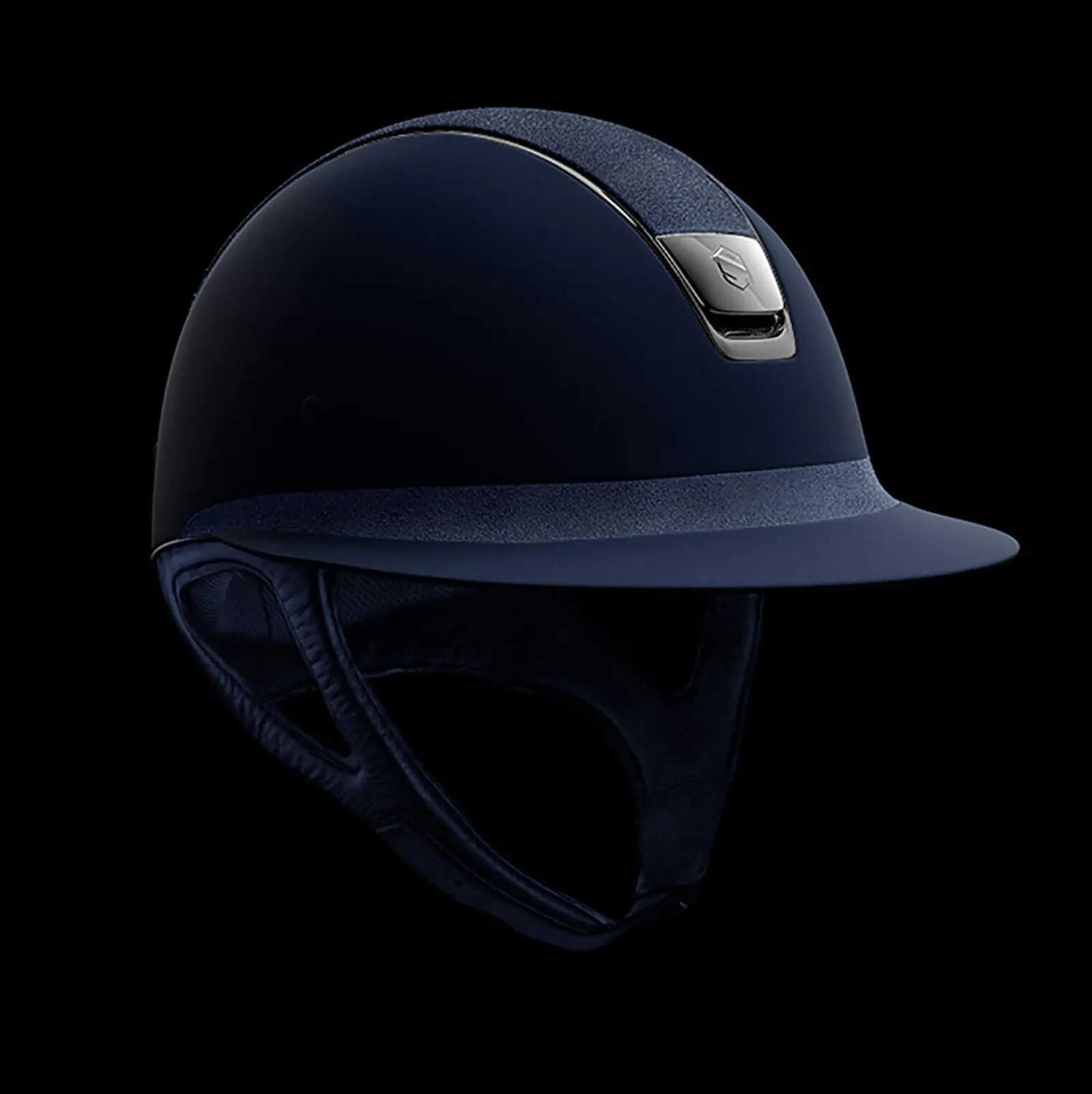 Hot Miss Shield Shadowmatt Helmet, Alcantara Black Chrome visor (without Liner) Riding Hats & Helmets