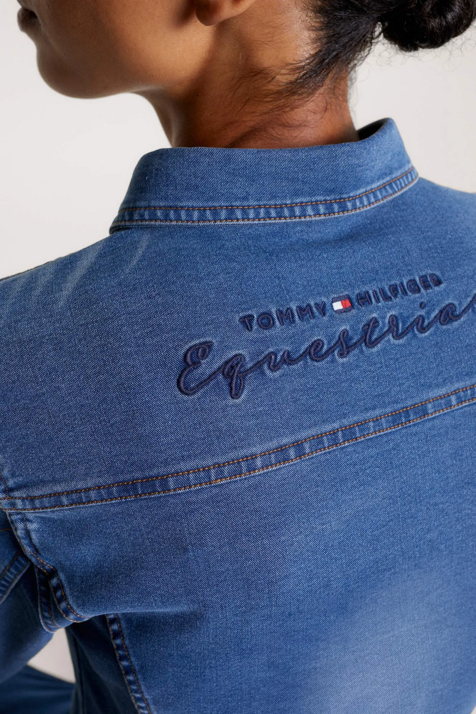 Outlet Tommy Hilfiger Equestrian Woodside Stretch Denim shirt Women Tops & T-shirts