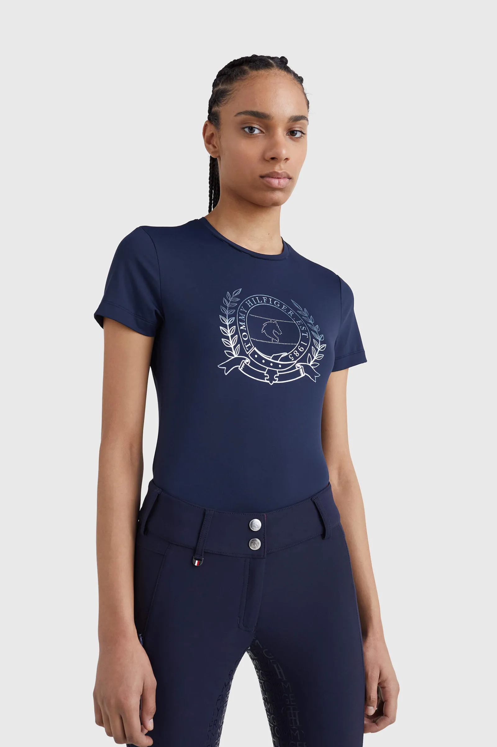 Online Tommy Hilfiger Equestrian Crest Rhinestone Performance Women Women Tops & T-shirts