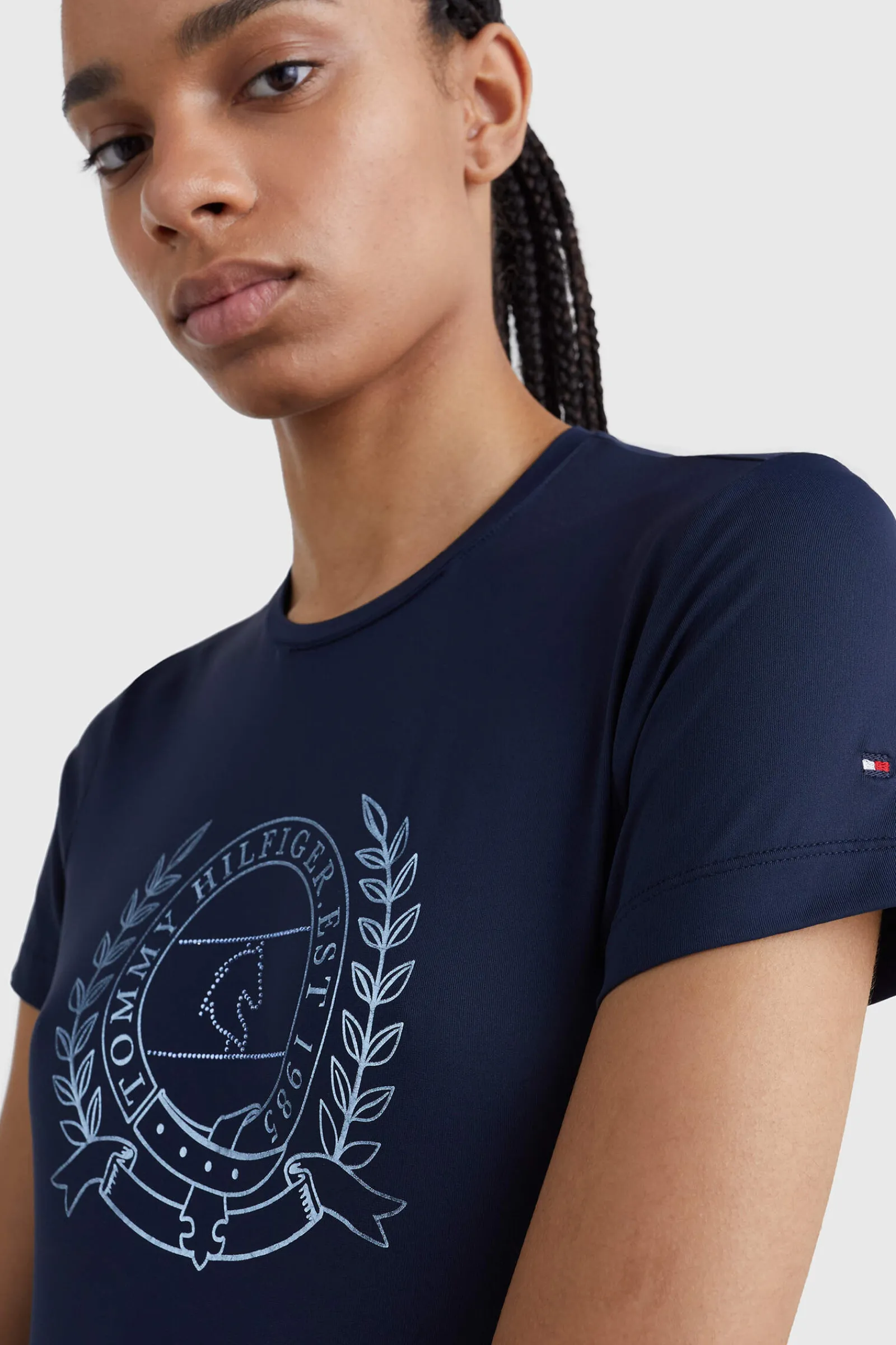 Online Tommy Hilfiger Equestrian Crest Rhinestone Performance Women Women Tops & T-shirts
