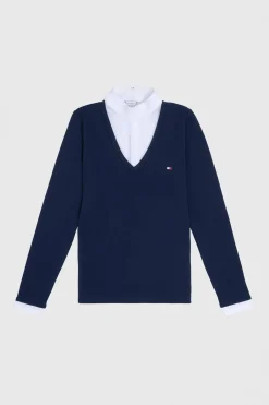 Hot Tommy Hilfiger Equestrian Montana Women´s 2-in-1 Show Shirt Women Show Clothing|Tops & T-shirts